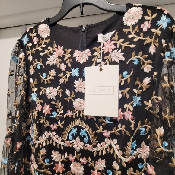 NEW Mac Duggal Embroided High Neck Illusion SleeveGown - Picture 4 of 12